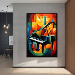 Colorful Piano Canvas Painting, Musical Instrument Art, Wall Art for Your Home and Office, modern Decor Ideas with diffe