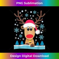 Cute Reindeer Christmas Elk Pink Santa Hat Snow Snowflakes - Bohemian Sublimation Digital Download - Challenge Creative Boundaries