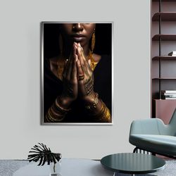 Gold African Woman  Canvas Painting, Wall Art for your Home and Office, Modern, Natural, Vivid, Decor Ideas with Differe