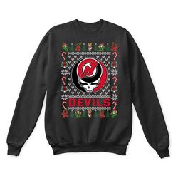 New Jersey Devils x Grateful Dead Christmas Ugly Sweater