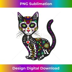 Cute Sugar Skull Mexican Cat Halloween Day Of The Dead - Artisanal Sublimation PNG File - Lively and Captivating Visuals