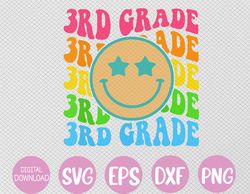 Groovy Third Grade Vibes Face Retro Teachers Back To School Svg, Eps, Png, Dxf, Digital Download