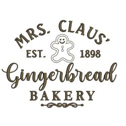 Gingerbread Bakery Embroidery Design, Mrs Claus Christmas Embroidery Designs,