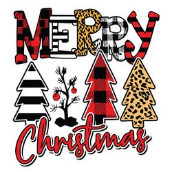 Merry Christmas Tree Svg, Buffalo plaid christmas tree Svg, Leopard Christmas tree Svg, Winter svg, Holidays Svg
