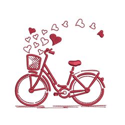 Valentines Embroidery Designs, Valentines Bike Embroidery Designs, Holiday Machine Embroidery File