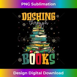 Dashing Through The Books Christmas Book Lovers Librarian Tank Top - Eco-Friendly Sublimation PNG Download - Chic, Bold, and Uncompromising