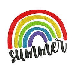 Summer Rainbow Embroidery Design, Machine embroidery design.
