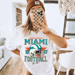 Comfort Colors Miami Football Shirt, Vintage Miami Football Tshirt, Dolphins Shirt, Miami Florida Football Gift, Dolphin