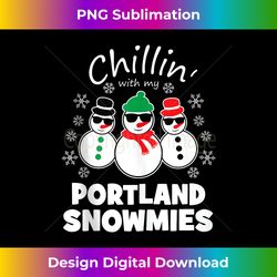 Chillin With My Portland Snowmies Funny Christmas Tank Top - Innovative PNG Sublimation Design - Customize with Flair