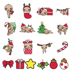 Sloth Bundle Svg, Sloth Christmas Svg, Sloth Lover Svg, Sloth clipart, Kawaii Sloth Svg, Digital download