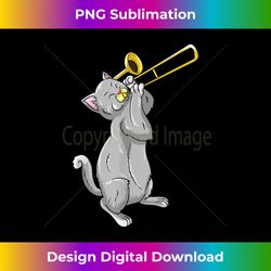 Funny Cat Playing Trombone Gift  Cool Kitten Musician Fan - Futuristic PNG Sublimation File - Channel Your Creative Rebel