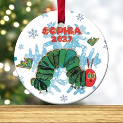 Personalized The Very Hungry Caterpillar Ornament,  Reading Book Christmas Ornament