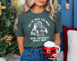christmas shirt, tell me what you want what you really really want shirt, christmas unisex shirt, funny santa t, xmas ma