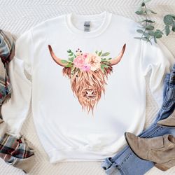 Highland Cow sweatshirt, Cow Crewneck, Farm Life Sweatshirt, Farm Christmas Sweatshirt, Gifts for Cow Lover, Farm Animal