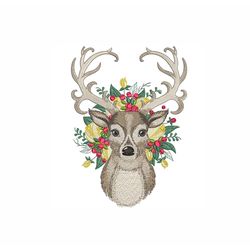 Christmas Deer Machine Embroidery Design. 5 Sizes. Christmas Embroidery Design