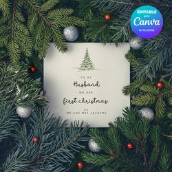 First Christmas As Mr and Mrs, Christmas Card For Husband on First Christmas, Husband Christmas Card Canva Editable