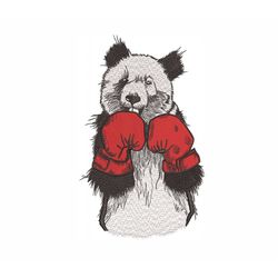 Panda in Boxing Gloves Machine Embroidery Design. 5 Sizes. Bear Machine Embroidery Design