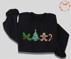 Christmas Tree Embroidery Sweatshirt, Funny Christmas Embroidery Sweatshirt, Santa Clause 2023 Embroidery Sweatshirt
