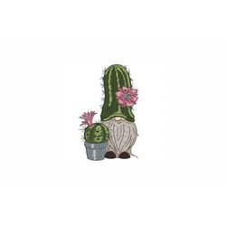 Gnome with Cactus Machine Embroidery Design. 3 Sizes. Cactus Embroidery Design