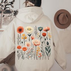 Pressed Flowers Hoodie, Pressed Flowers Sweatshirt, Wildflower Hoodie, Wildflower Sweatshirt, Gift for Gardener, Plant L