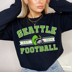 Seattle Football Crewneck, Seahawks Sweatshirt, Vintage Seattle Football Crewneck Sweatshirt, Seattle T-Shirt, Retro Sea