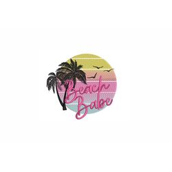 Beach Babe Machine Embroidery Design. 3 Sizes. Summer Embroidery Design