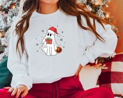 Ghost Santa Sweatshirt, Christmas Ghost Gift, Christmas Sweatshirt, Christmas Ghost, Ghost Santa, Unisex Sweatshirt, Hol