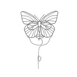 Girl with Butterfly Machine Embroidery Design. 8 Size. One Line Embroidery File