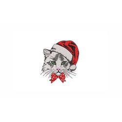 Christmas Cat Machine Embroidery Design. 4 Sizes. Christmas Embroidery Design