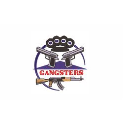 Gangsters Machine Embroidery Design. 5 sizes. Weapons Embroidery Design