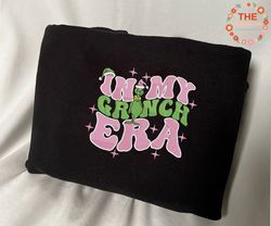 Retro Pink Christmas Embroidery Sweatshirt, Christmas Green Monster Embroidery Sweatshirt, In My Pink Era Embroidery