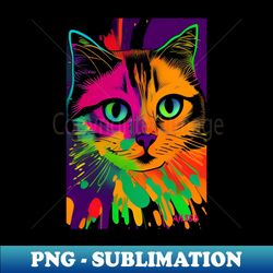 Colorful Cat Painting Art Multicolored Kitty Portrait - Instant Sublimation Digital Download - Perfect for Creative Projects