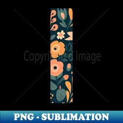 Whimsical Floral Letter I - High-Resolution PNG Sublimation File - Bring Your Designs to Life