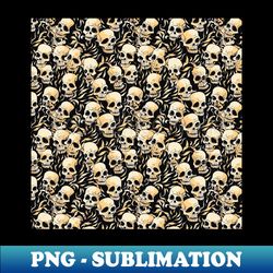 Skull Seamless Pattern Skeleton Gothic Halloween Emo Occult Dark Floral Human Bones Dead Macabre Art - High-Quality PNG Sublimation Download - Add a Festive Touch to Every Day
