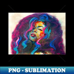 Abstract portrait of a young girl with curly hair - Instant PNG Sublimation Download - Capture Imagination with Every Detail
