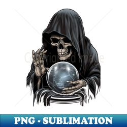 gothic grim reaper crystal ball - png transparent sublimation design - capture imagination with every detail