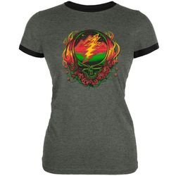 Grateful Dead &8211 Scarlet Fire SYF Dark Grey Juniors Ringer T-Shirt