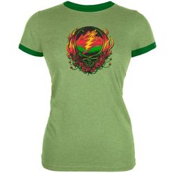 Grateful Dead &8211 Scarlet Fire SYF Green Juniors Ringer T-Shirt