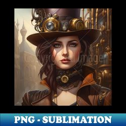 Steampunk Woman Concept Art - High-Resolution PNG Sublimation File - Create with Confidence