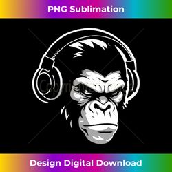 Intense Chimp & Headphones Chimpanzee Wildlife Lover - Sleek Sublimation PNG Download - Striking & Memorable Impressions