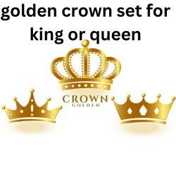 golden crown set for king or queen T-shirt svg design, cap svg design , svg sticker