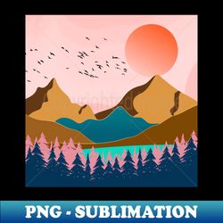 mountain landscape - decorative sublimation png file - enhance your apparel with stunning detail