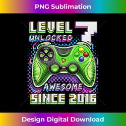 Level 7 Unlocked Awesome 2016 Video Game 7th Birthday Boy - Artisanal Sublimation PNG File - Chic, Bold, and Uncompromising