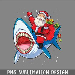 Santa Riding Shark T Christmas Gifts Galaxy Space Tees PNG, Christmas PNG