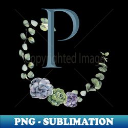 Monogram Botanical Flower P - Artistic Sublimation Digital File - Revolutionize Your Designs