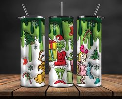 Christmas 20oz Tumbler Wrap PNG, Christmas 3D Inflated Puffy Tumbler Wrap Png, Grinchmas 20oz Png 10