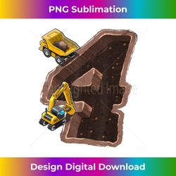 4th Birthday Excavator Construction Vehicles Party Gift Boys - Chic Sublimation Digital Download - Ideal for Imaginative Endeavors