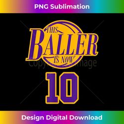 10 Years Old Birthday Basketball Baller Purple And Yellow - Luxe Sublimation PNG Download - Spark Your Artistic Genius
