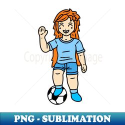 cartoon football player girl - png transparent sublimation file - vibrant and eye-catching typography