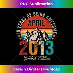 10 Year Old Vintage April 2013 Limited Edition 10th Birthday - Chic Sublimation Digital Download - Lively and Captivating Visuals